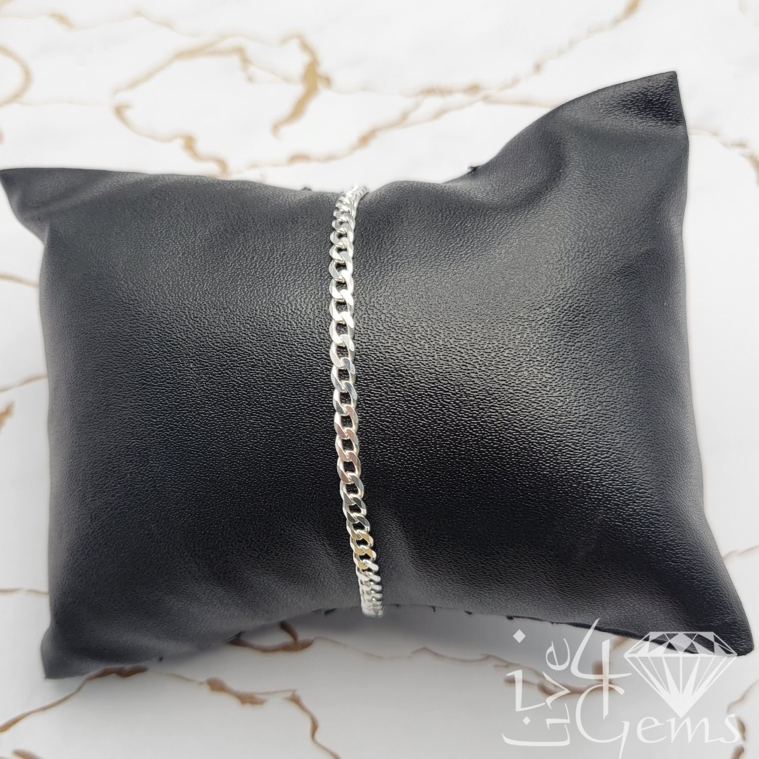 8" Silver 3mm Cuban Link Handband