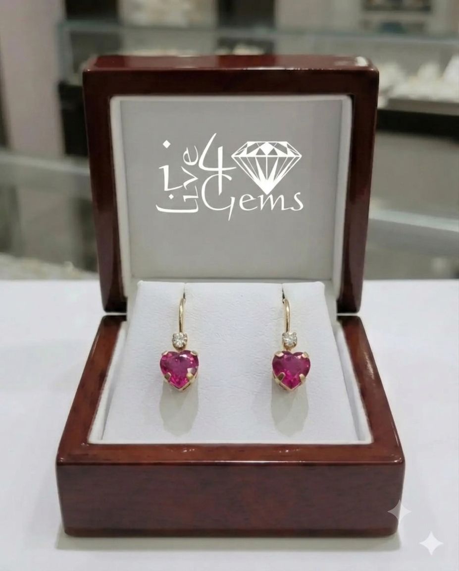 10kty 1ct Heart Ruby with White Sapphire S Back Earring