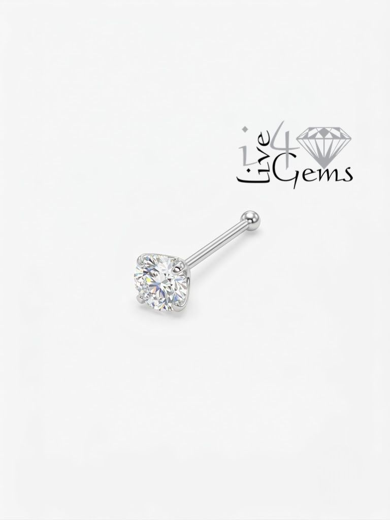 Silver 3mm Clear Cz Nose Pin with Ball