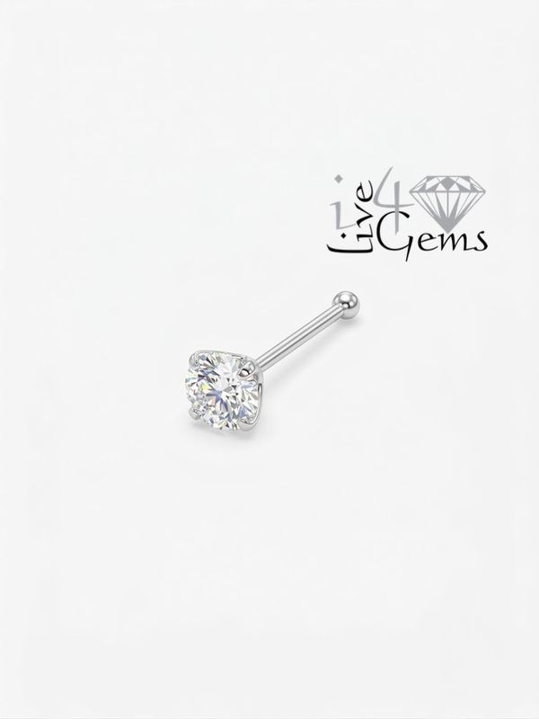 Silver 3mm Clear Cz Nose Pin with Ball