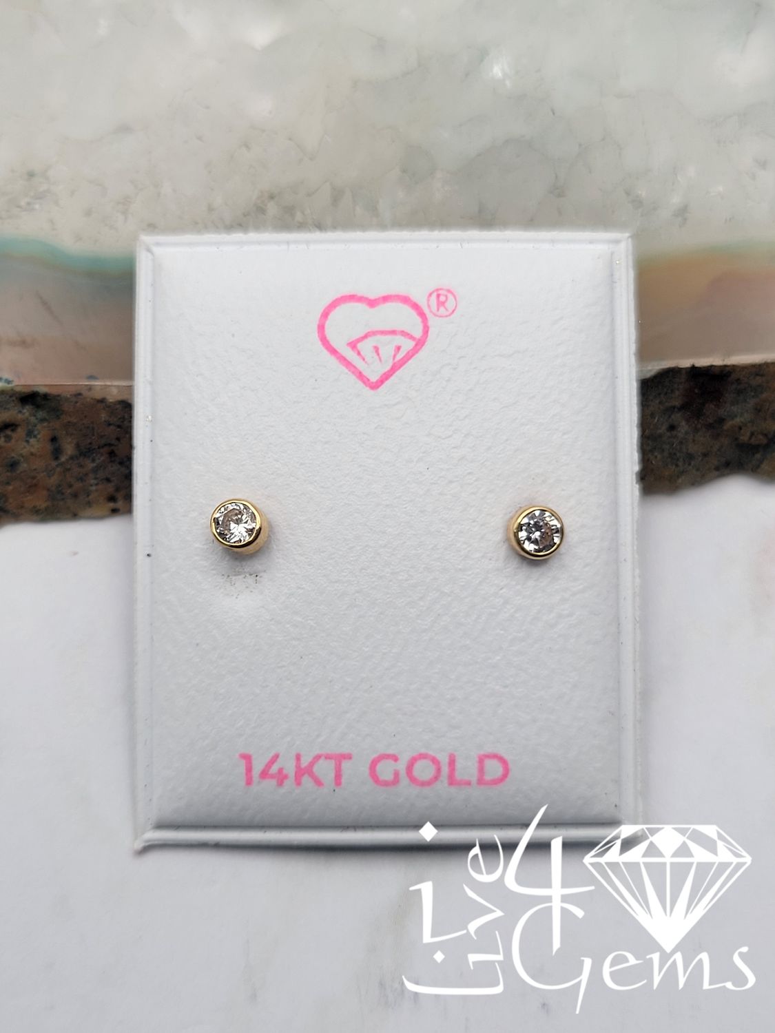 14kty 3mm Bezel Cz Stud