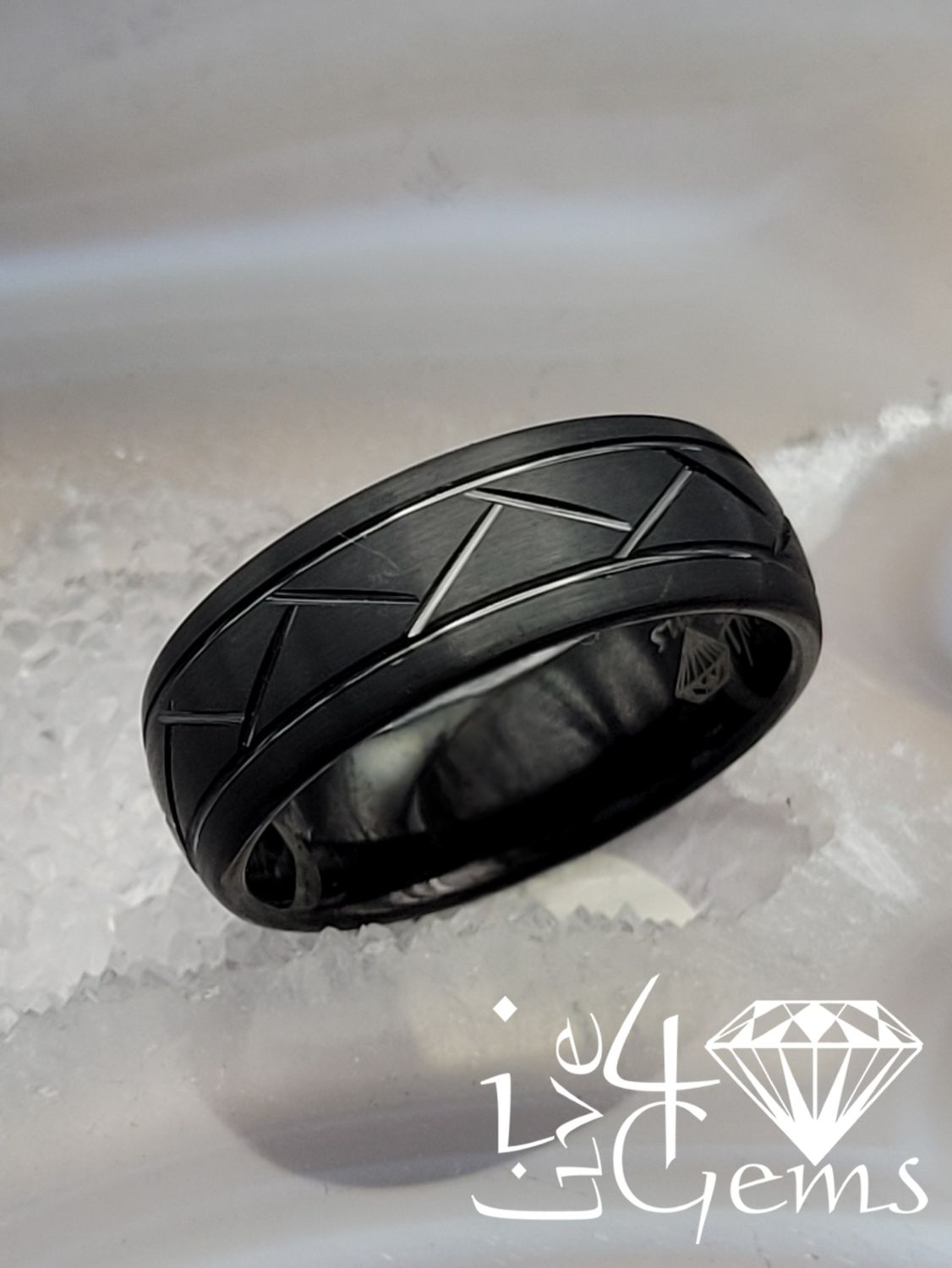 Tungsten Carbide 8mm Black Grooved Band 