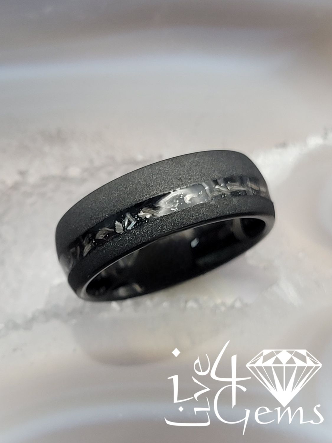 Tungsten Carbide 8mm Meteorite Black Sandblasting Band