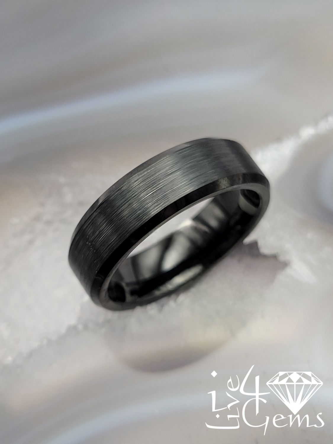 Tungsten Carbide 7mm Brushed Matte Black Stripe Band, Size: 7