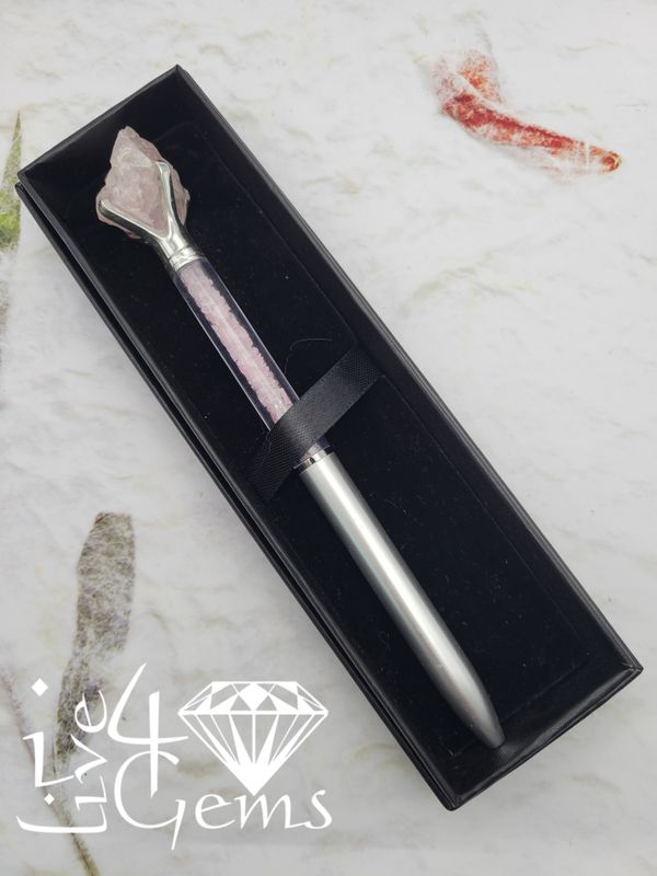 Raw Gemstone Ballpoint Pen Rose Quartz