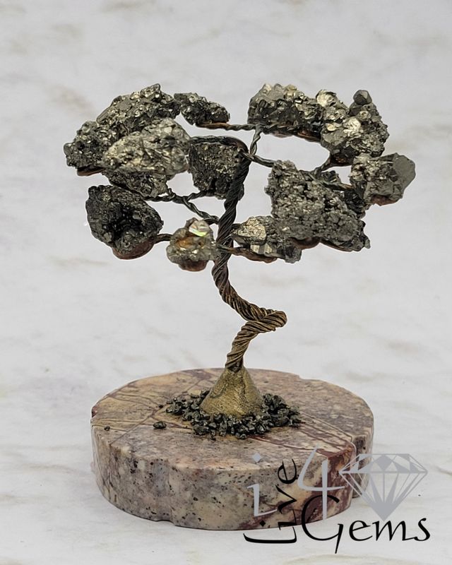 Gemstone Tree of Life Pyrite w Agate Base