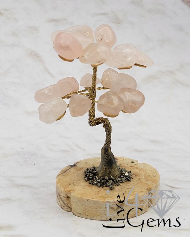 Gemstone Tree of Life Rose Quartz w Agate Base