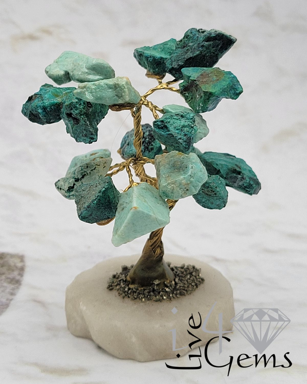 Gemstone Tree of Life Amazonite w Quartz Base