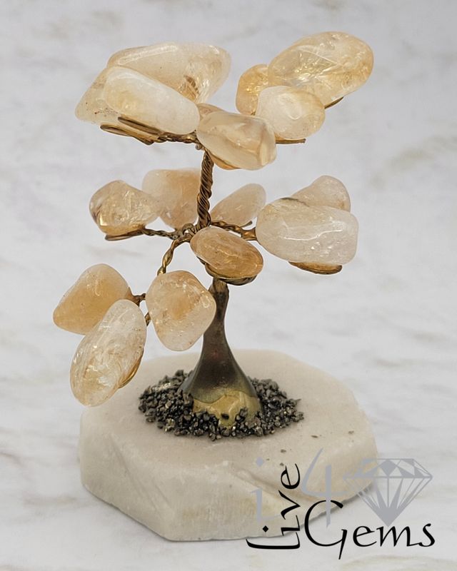 Gemstone Tree of Life Citrine w Quartz Base