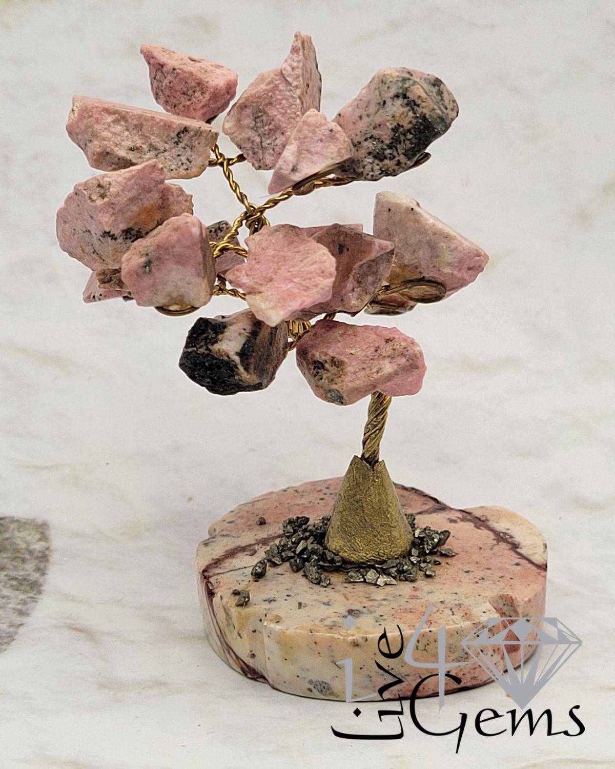 Gemstone Tree of Life Pink Opal w Agate Base