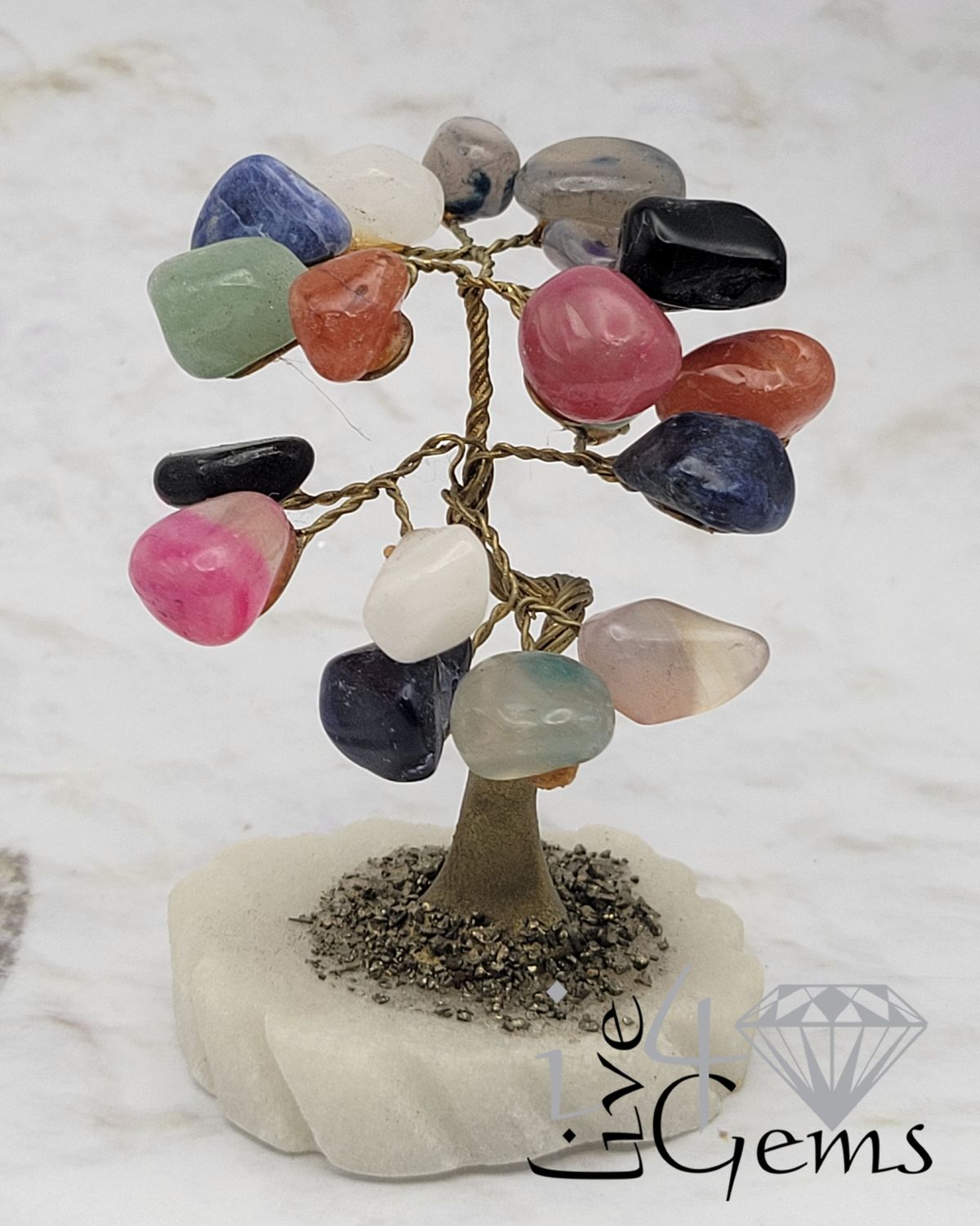 Gemstone Tree of Life Mixed Gemstones w Quartz Base