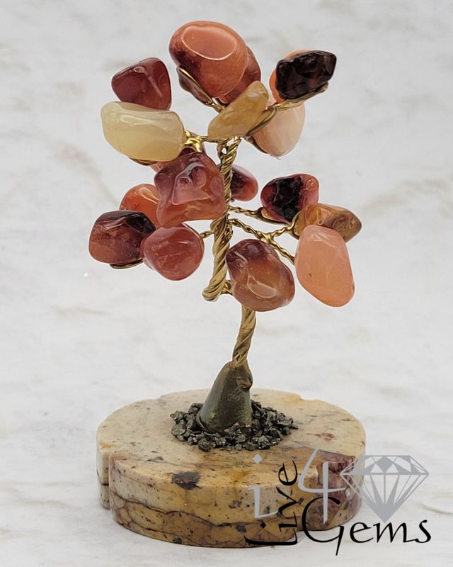 Gemstone Tree of Life Carnelian w Agate Base