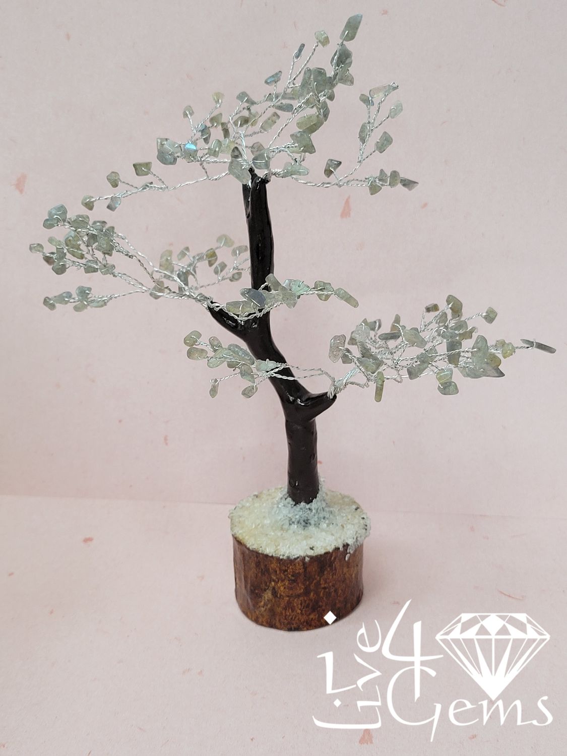 Gemstone Tree of Life Labradorite Wooden Base 7"