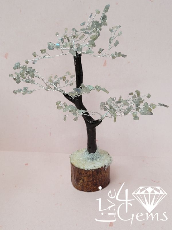 Gemstone Tree of Life Labradorite Wooden Base 7"