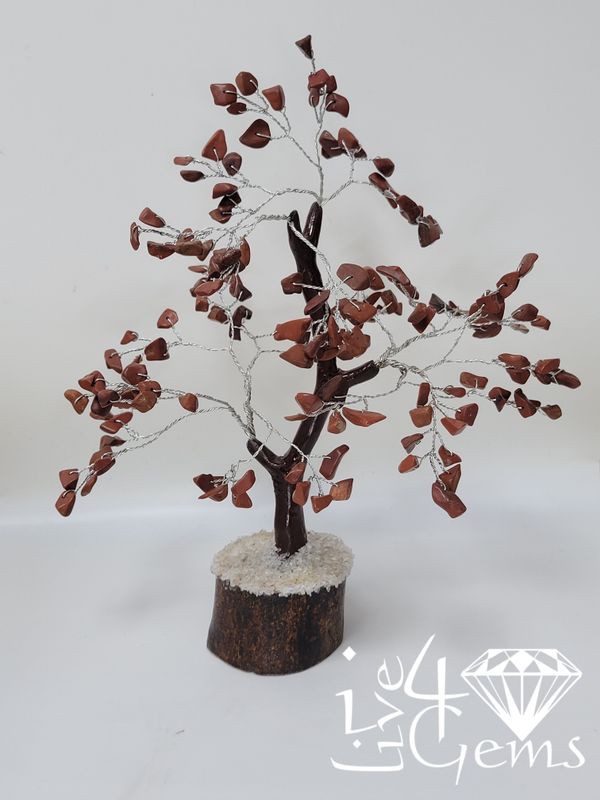 Gemstone Tree of Life Red Jasper Wooden Base