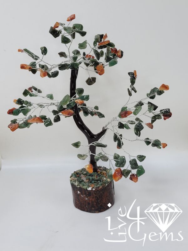Gemstone Tree of Life Aventurine and Carnelian Wooden Base