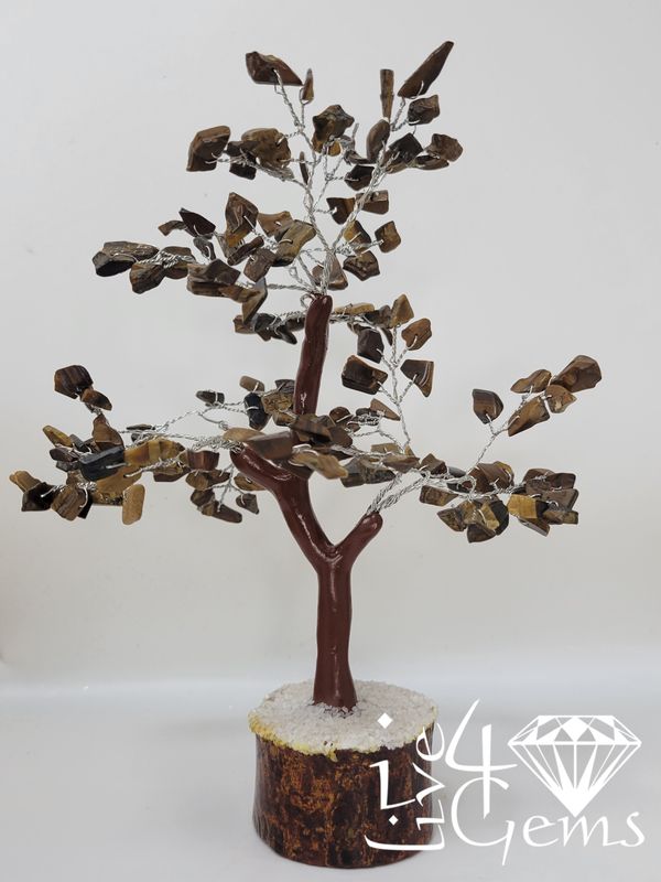 Gemstone Tree of Life Tiger's Eye Wooden Base