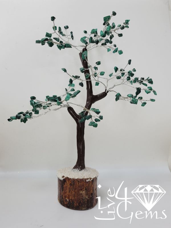 Gemstone Tree of Life Malachite Wooden Base 7"
