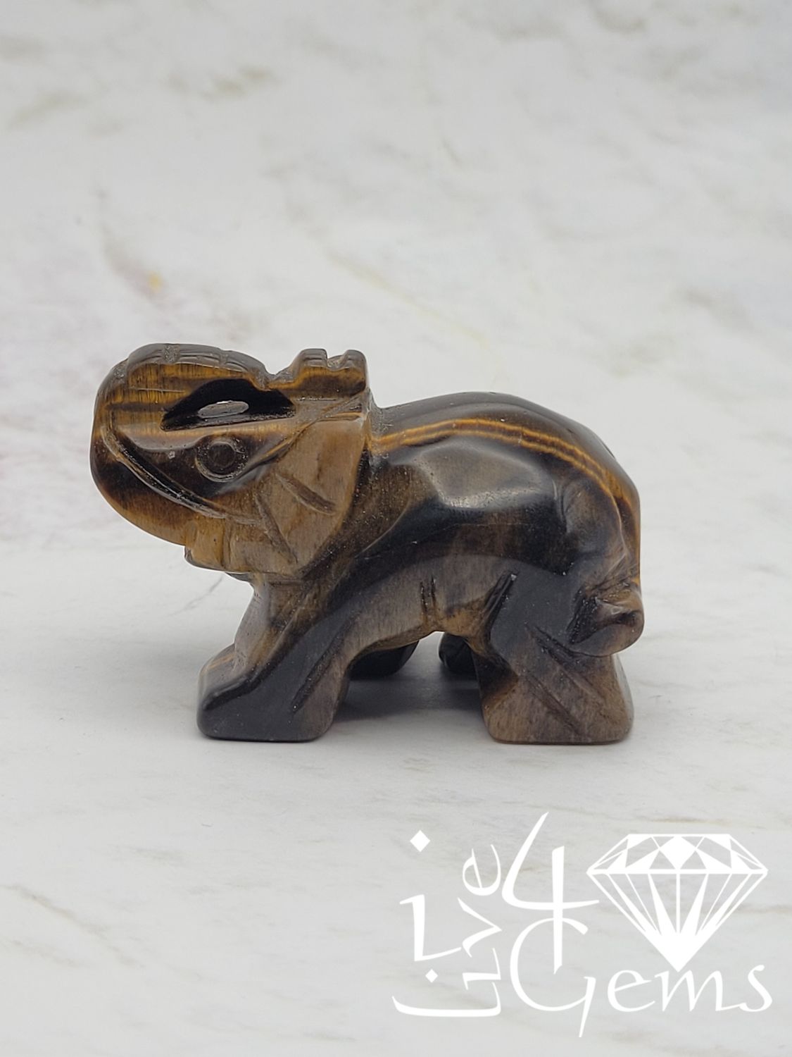 Mini Gemstone Animal Tiger's Eye Elephant