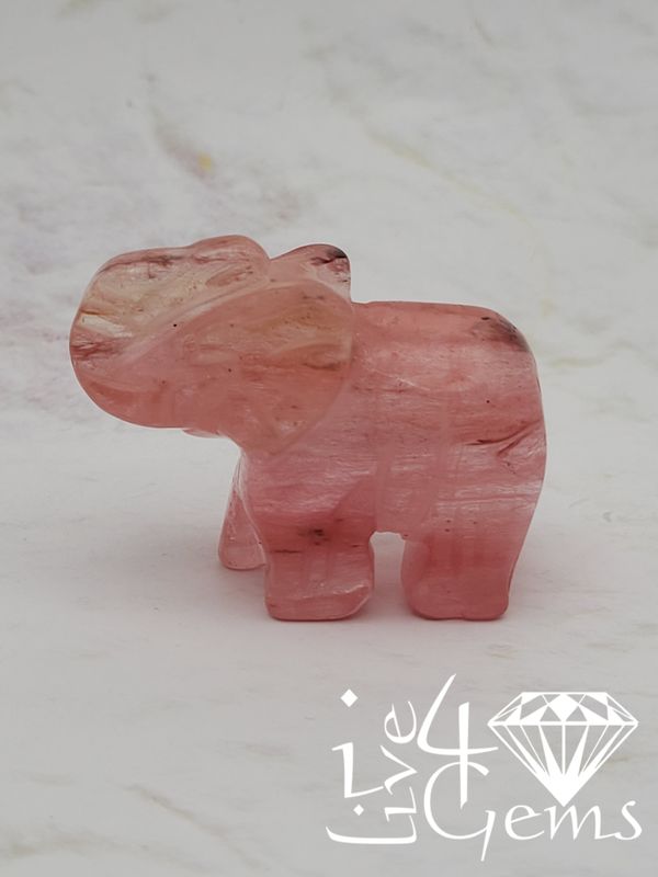 Mini Gemstone Animal Cherry Quartz Elephant