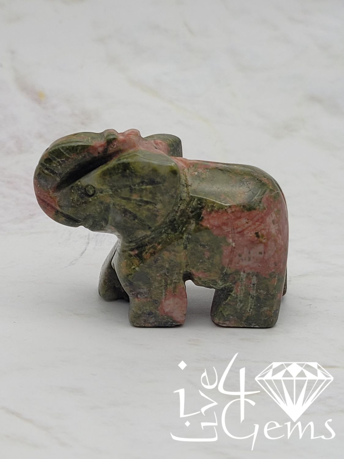 Mini Gemstone Animal Unakite Elephant
