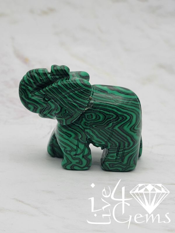 Mini Gemstone Animal Malachite Elephant