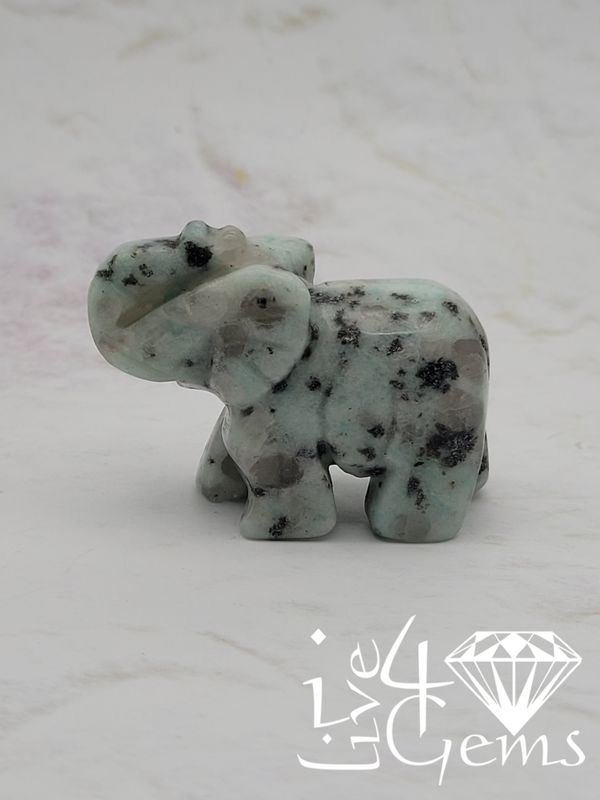 Mini Gemstone Animal Kiwi Jasper Elephant