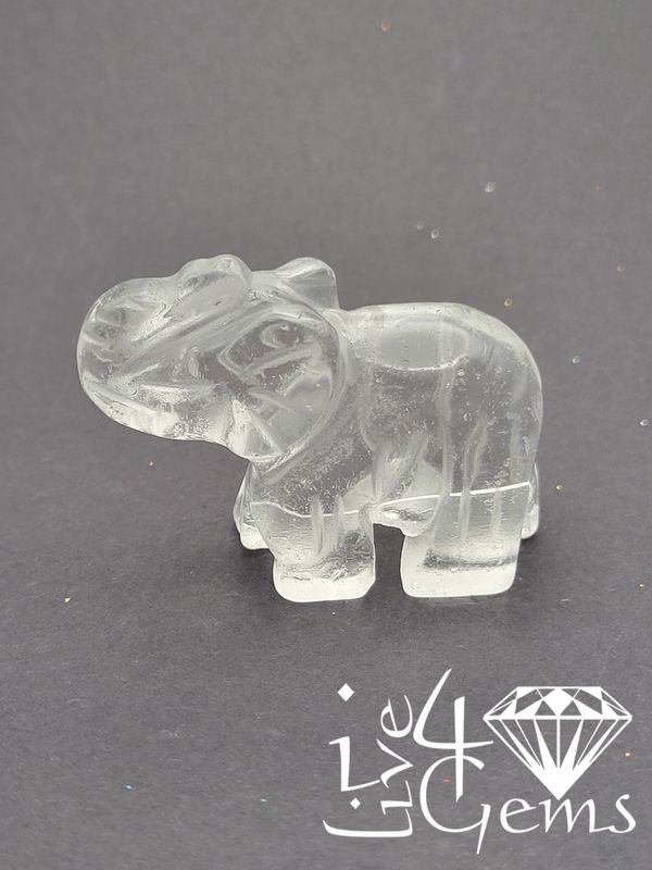 Mini Gemstone Animal Clear Quartz Elephant