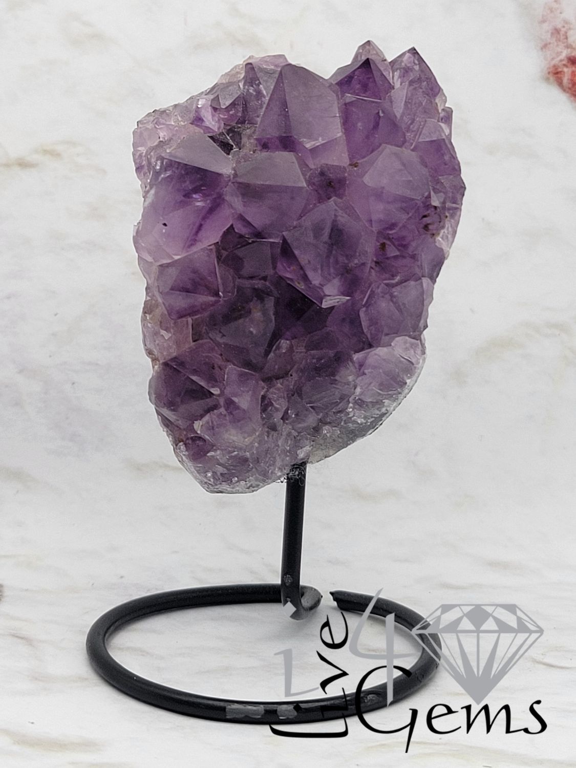 Natural Amethyst on Black Metal Base
