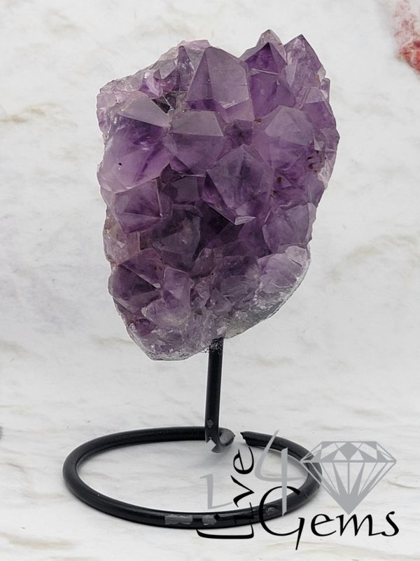 Natural Amethyst on Black Metal Base