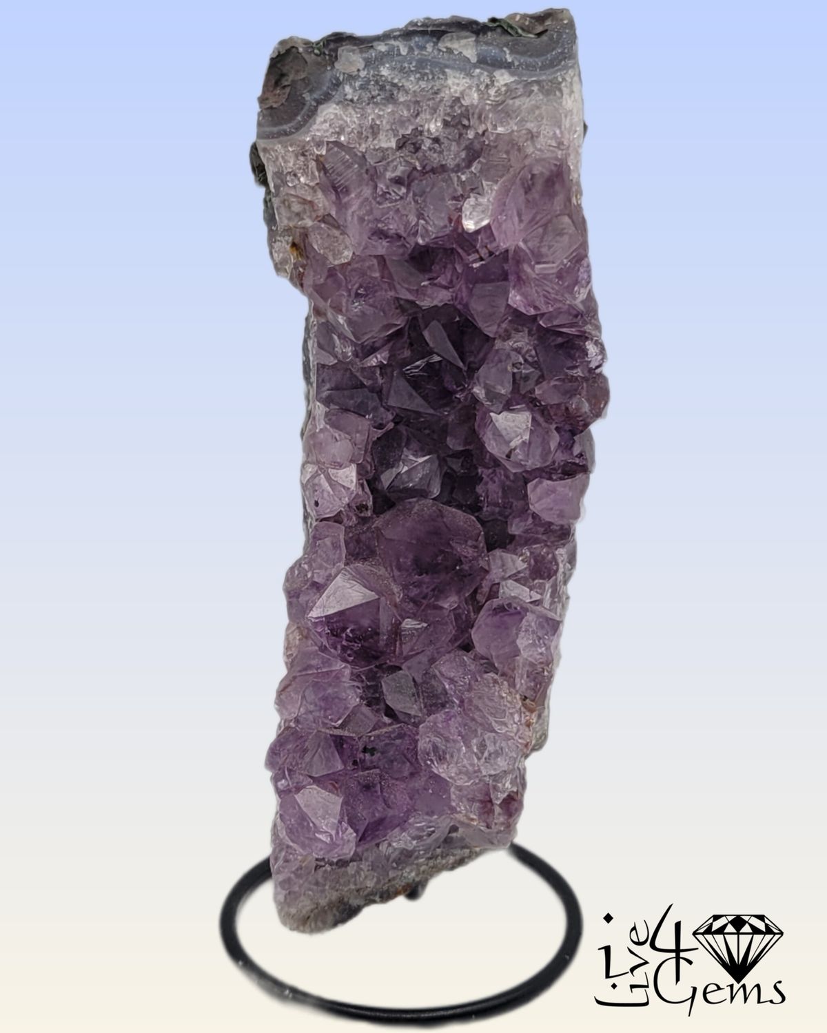 Natural Amethyst Geode Cluster on Black Metal Base
