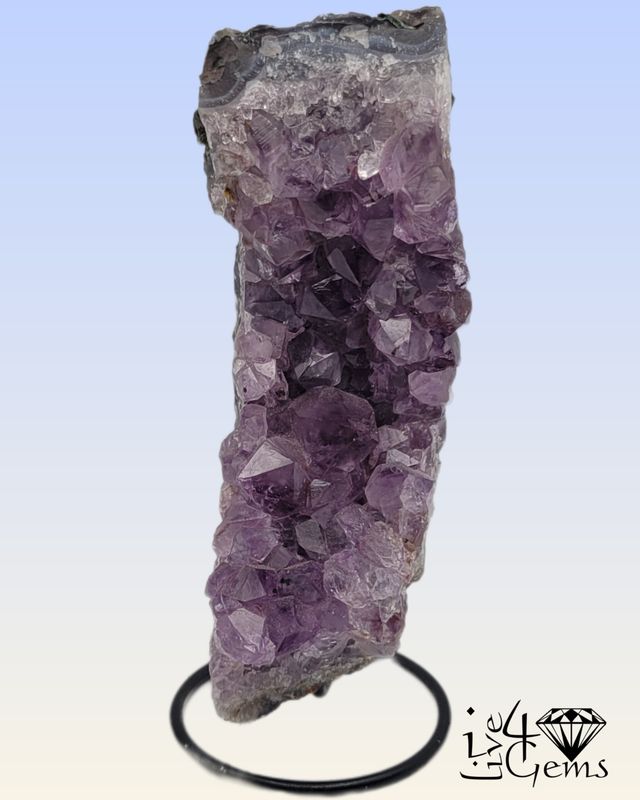 Natural Amethyst Geode Cluster on Black Metal Base