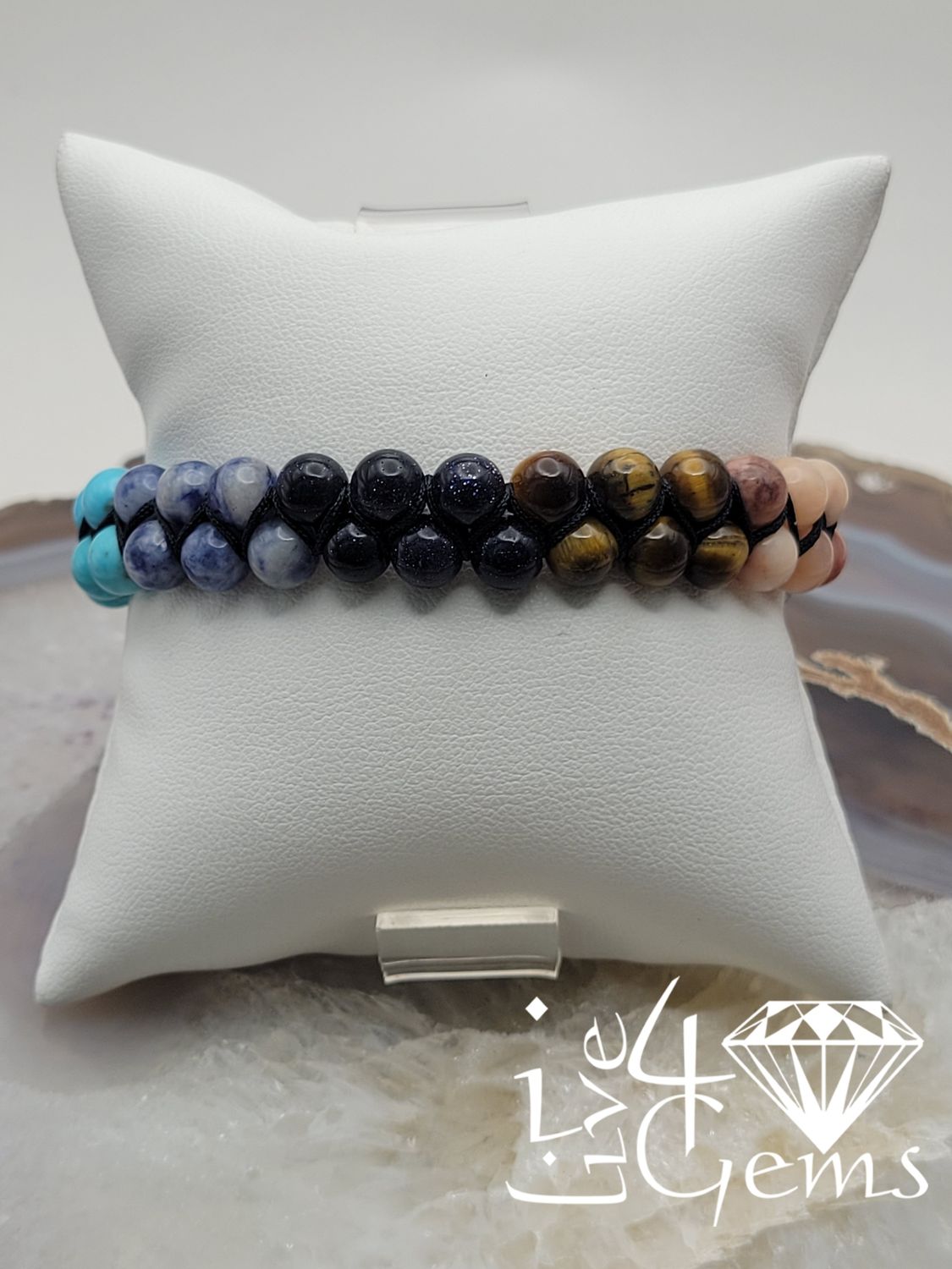 Seven Chakra Shamballa Bracelet Aventurine, Sodalite, Pink Aventurine, Carnelian, Tiger's Eye, Magnesite Turquoise, Onyx