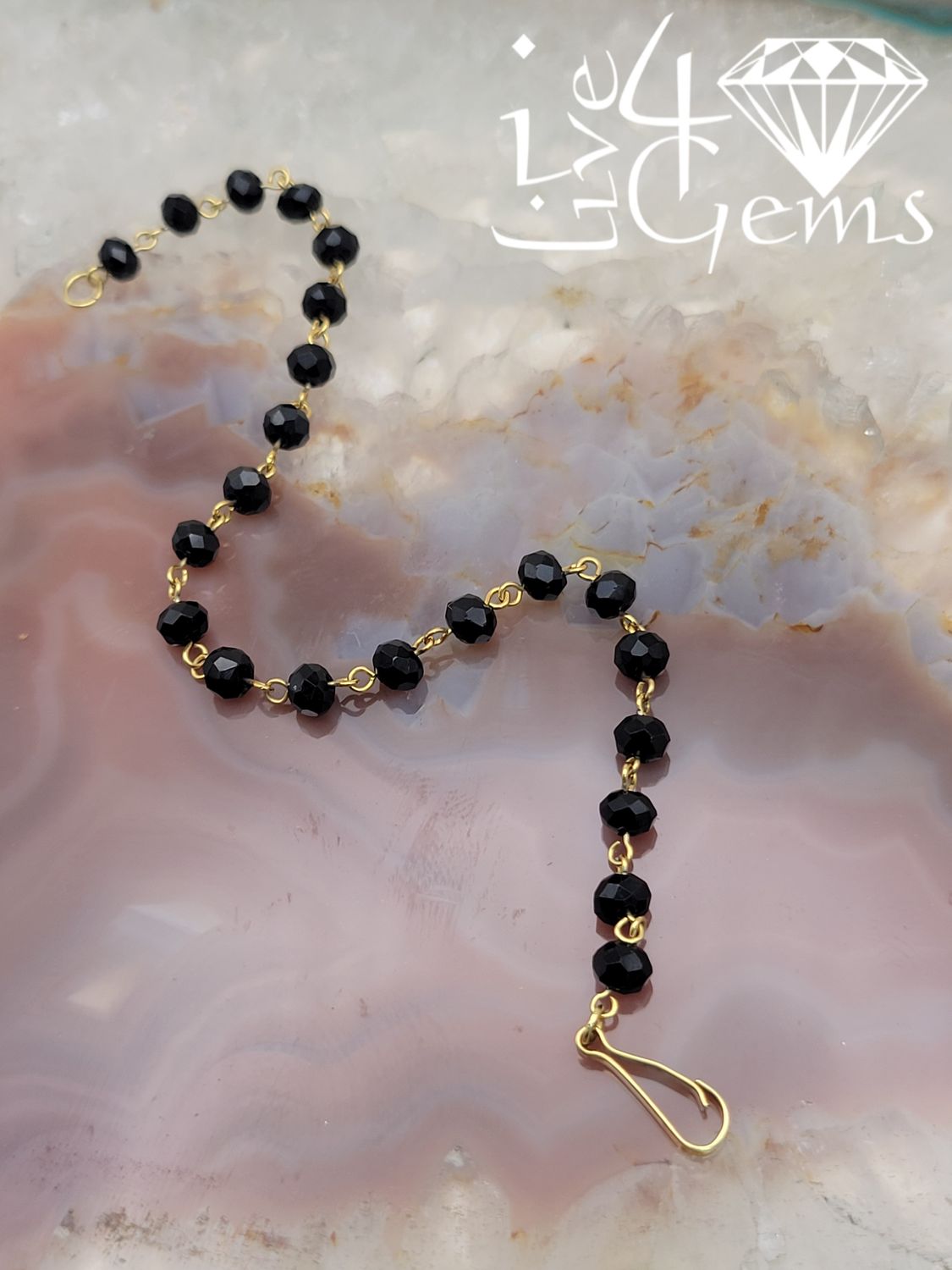 10kty Jet Bead Baby Bracelet