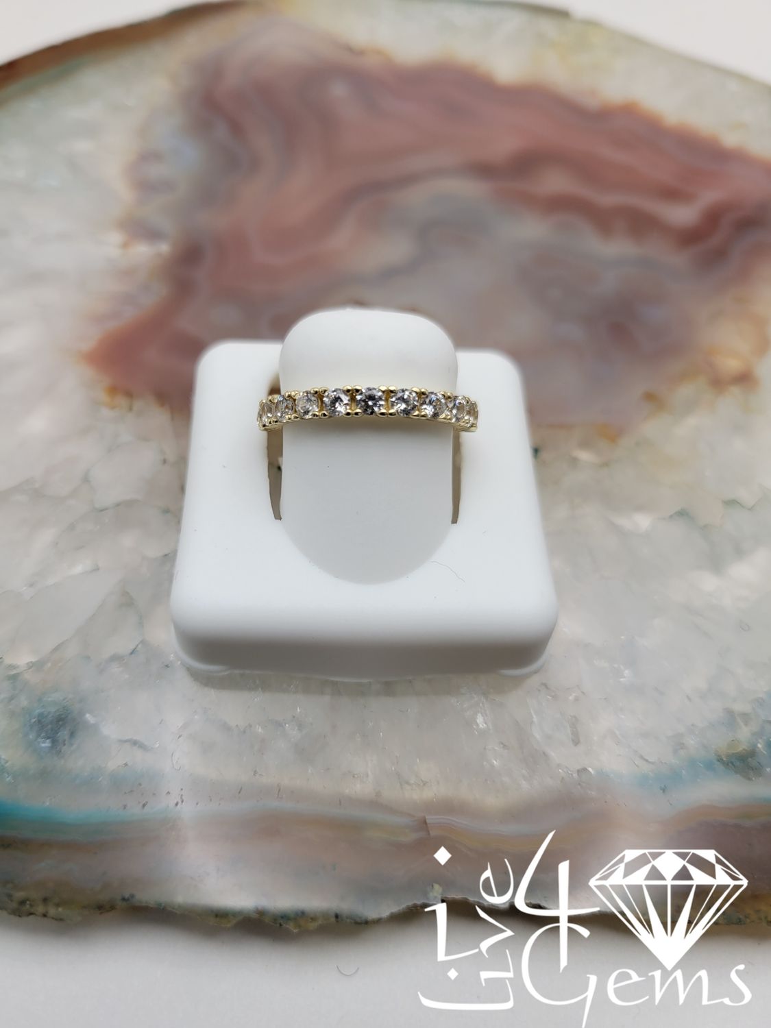 10kty Round Cz Half Eternity Band