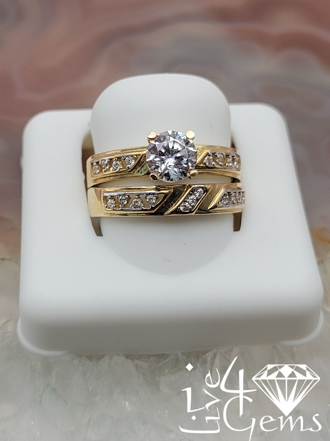 10kty Turkish Gold 6mm Round Solitaire Cz Bridal Set