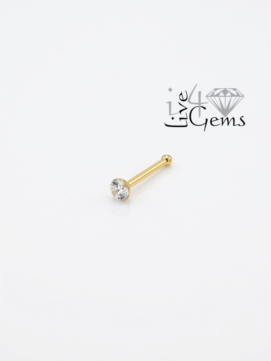 Silver Gold Plated 2mm Round Cz Nose Pin w Ball
