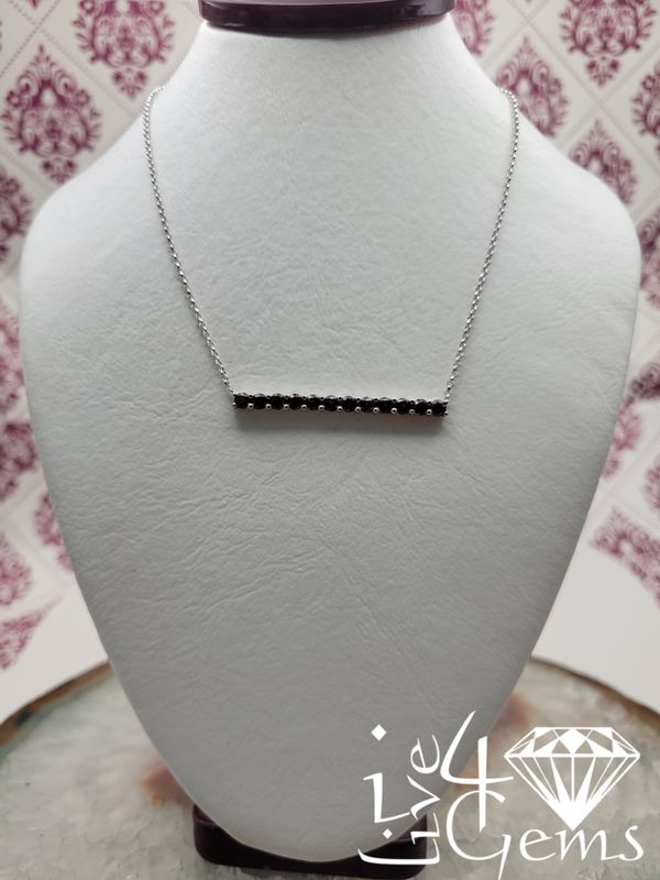 Silver Faceted Garnet Bar Pendant Necklace