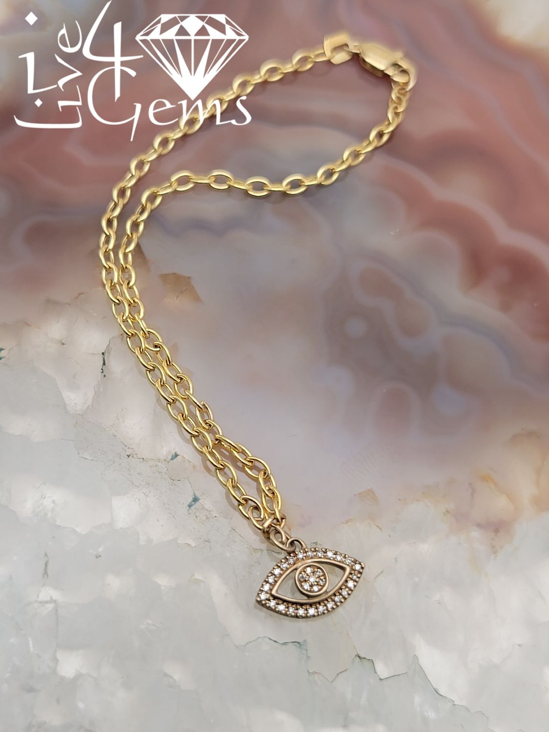 10kty 0.06ctw Diamond Eye Charm Bracelet