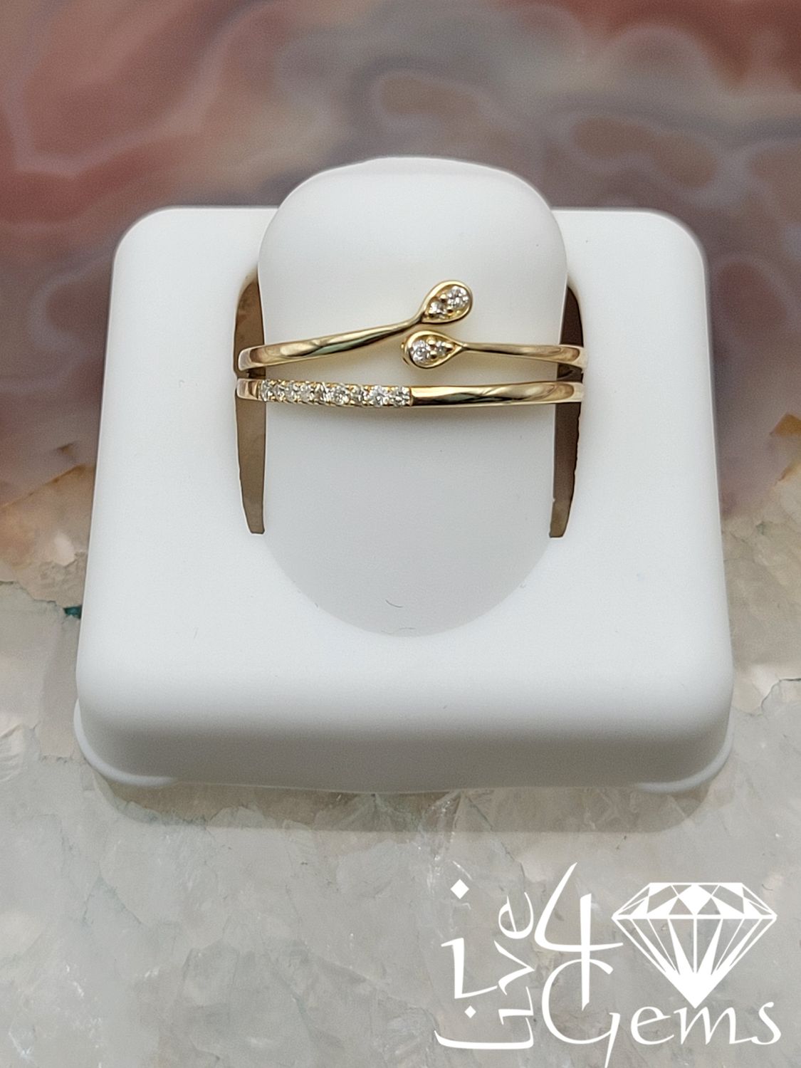 10kty 0.12ctw Diamond Multi Band Spiral Ring