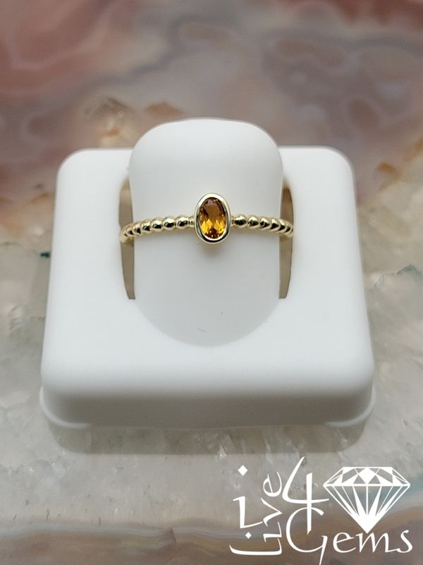 10kty Oval Faceted Citrine Ring S6.5