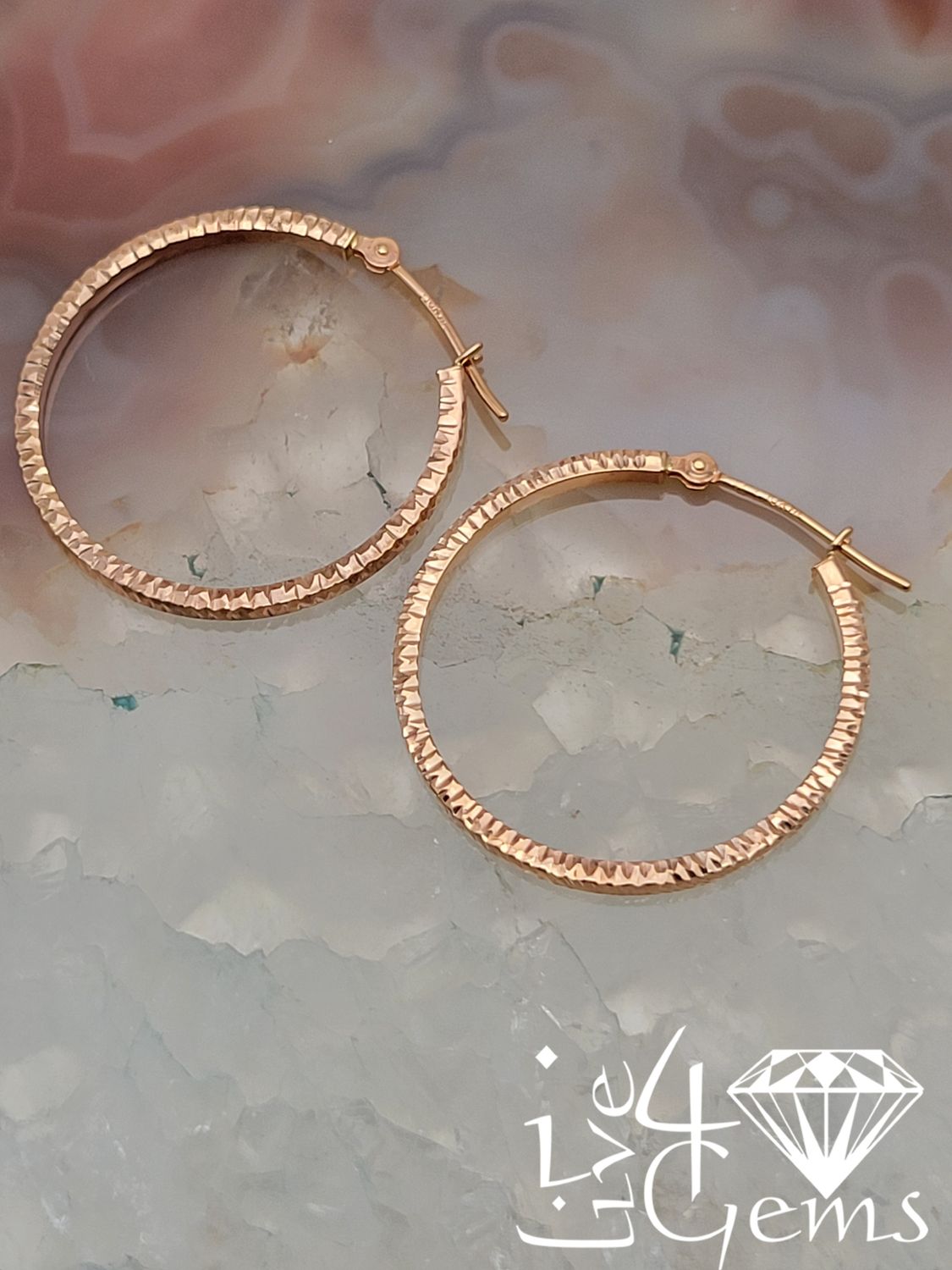 10ktr Rose Gold Diamond Cut Hoop