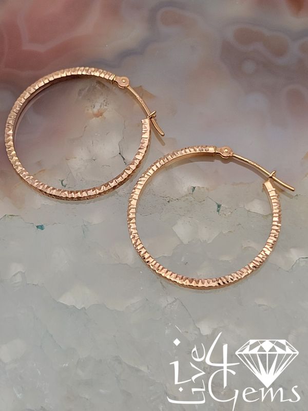 10ktr Rose Gold Diamond Cut Hoop