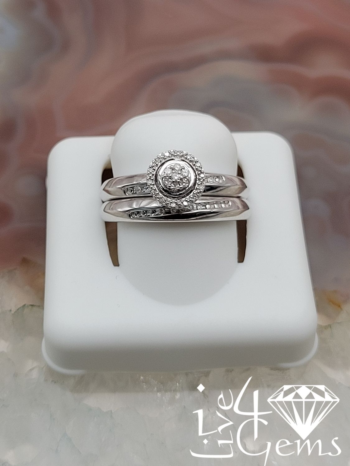 Silver 0.15ctw Round Diamond His and Her Set