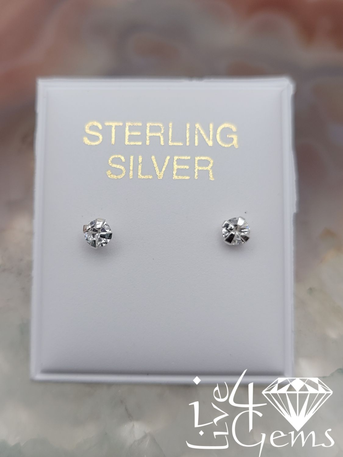 Silver 3mm Clear Cz Push Back Stud