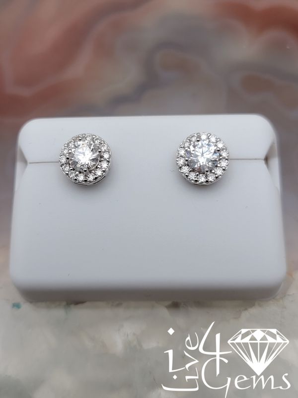 Silver Moissanite 0.50ctw Round Halo Stud