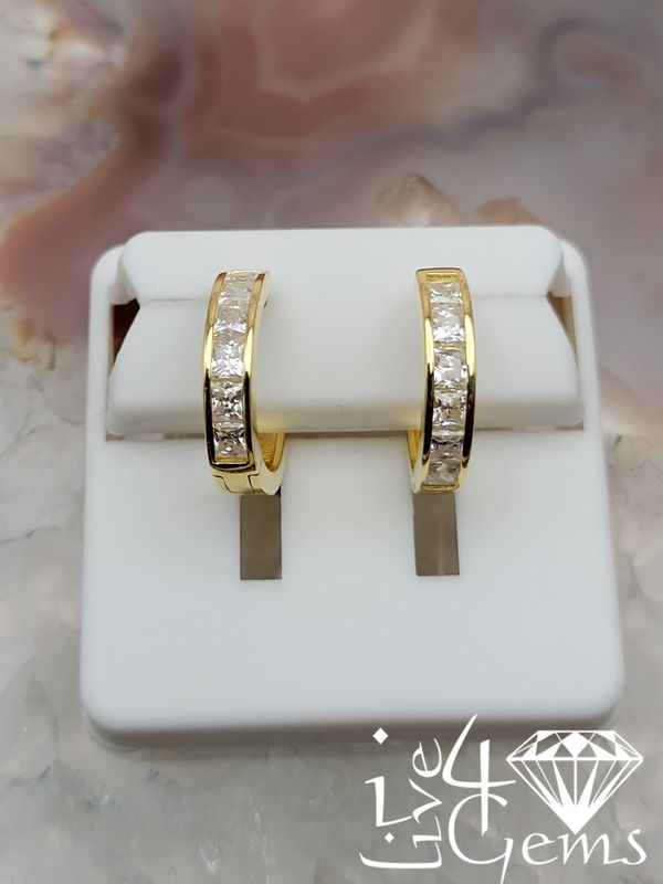 Silver Gold Plated Moissanite 1.5ctw Hoop