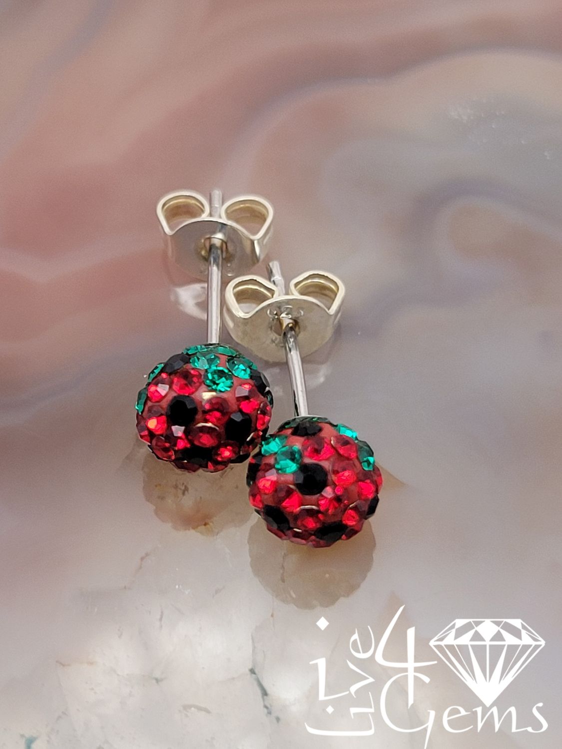 Silver 8mm Strawberry Czech Crystal Stud Earring