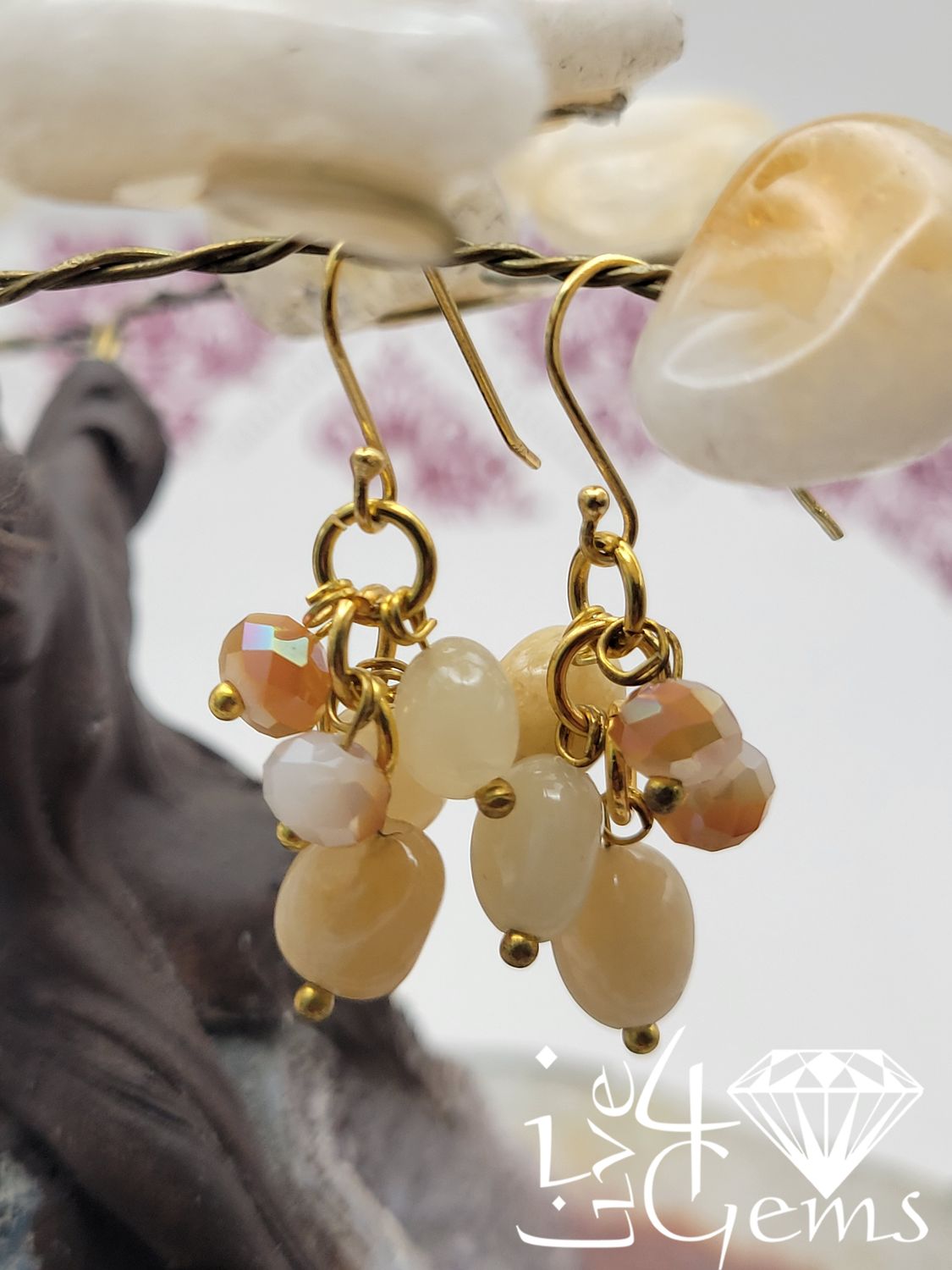 Moonstone Faceted Cluster Gemstone Earring