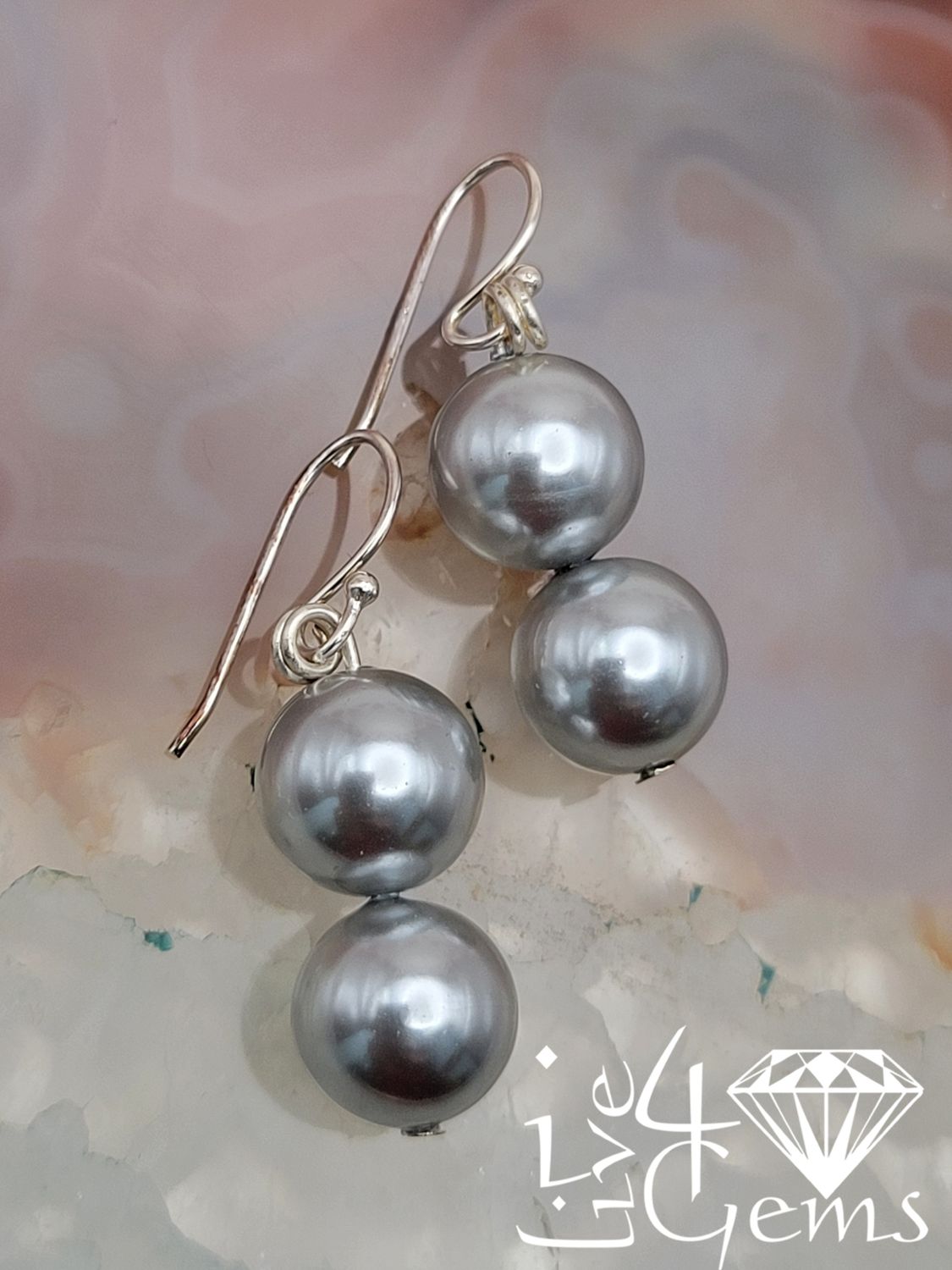 Silver Round Mother of Pearl Double Earring